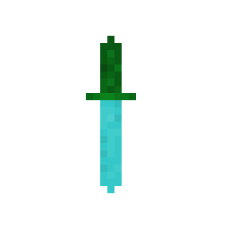 blue sword with green hilt